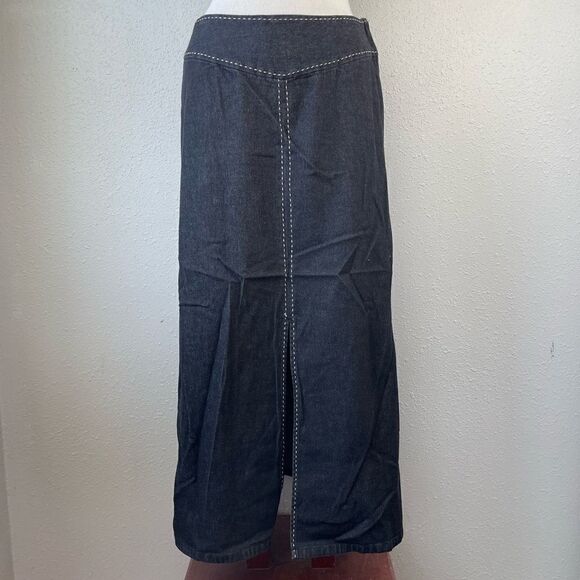 Liz Claiborne Black Denim Maxi Skirt Size 8 Petite EUC - Picture 1 of 8